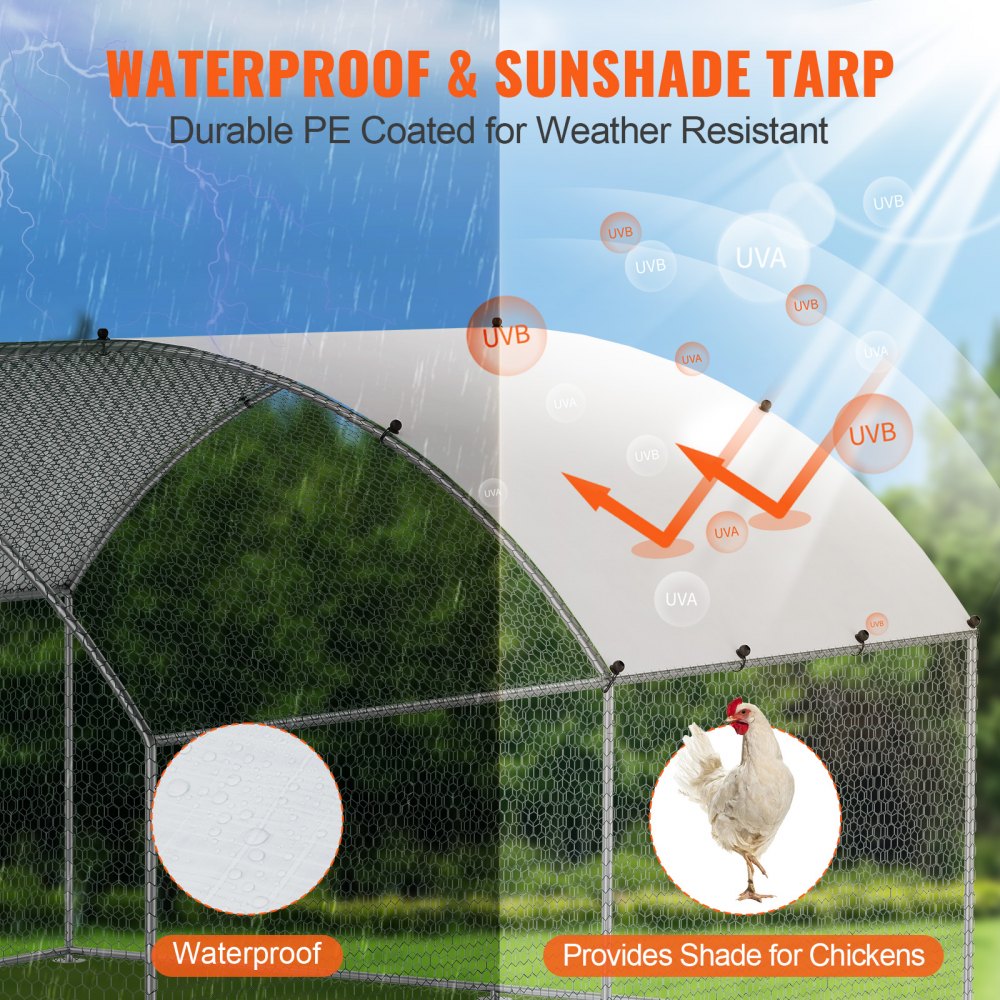 ACR342 - Durable 9.8x12.9 ft Metal Chicken Coop for Free-Roaming Poultry