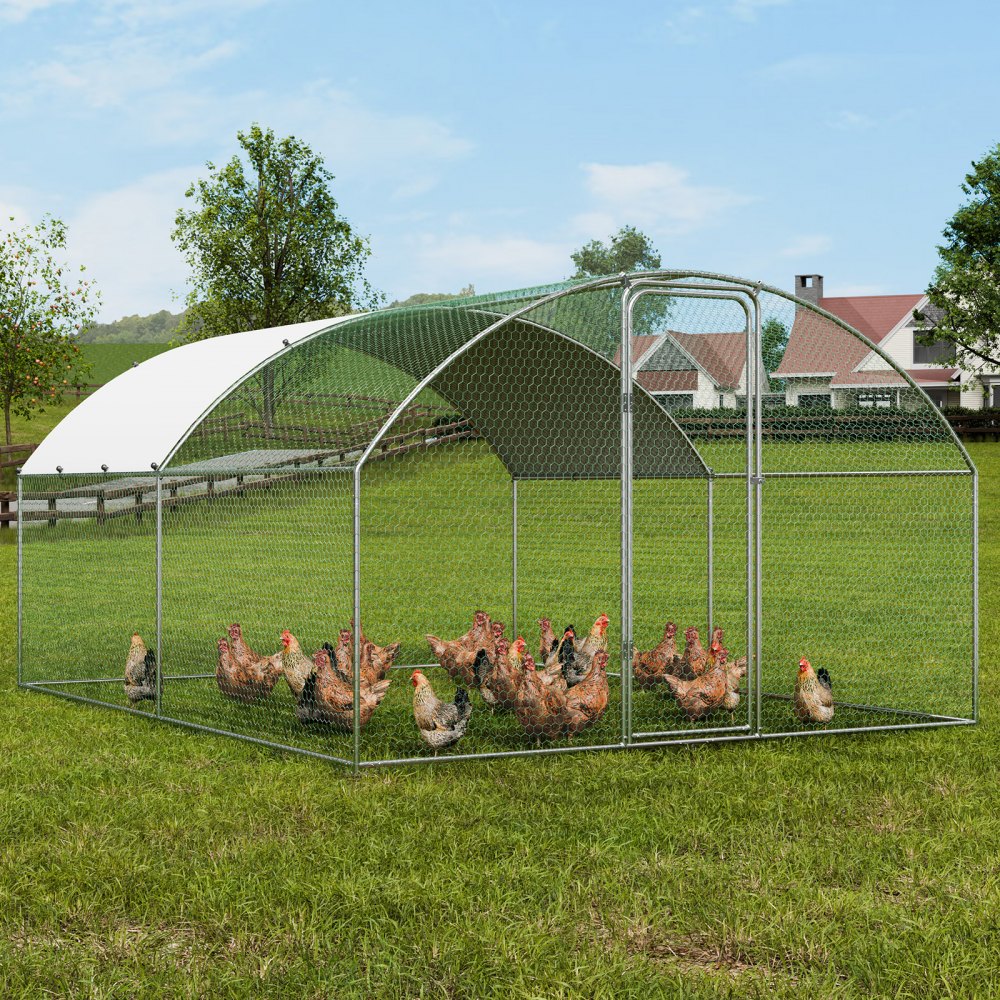 ACR342 - Durable 9.8x12.9 ft Metal Chicken Coop for Free-Roaming Poultry