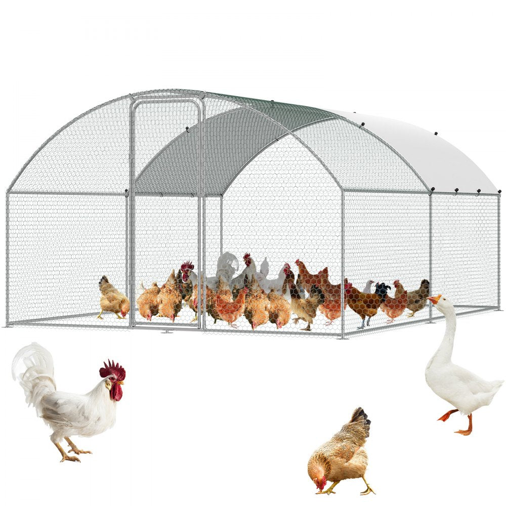 ACR342 - Durable 9.8x12.9 ft Metal Chicken Coop for Free-Roaming Poultry
