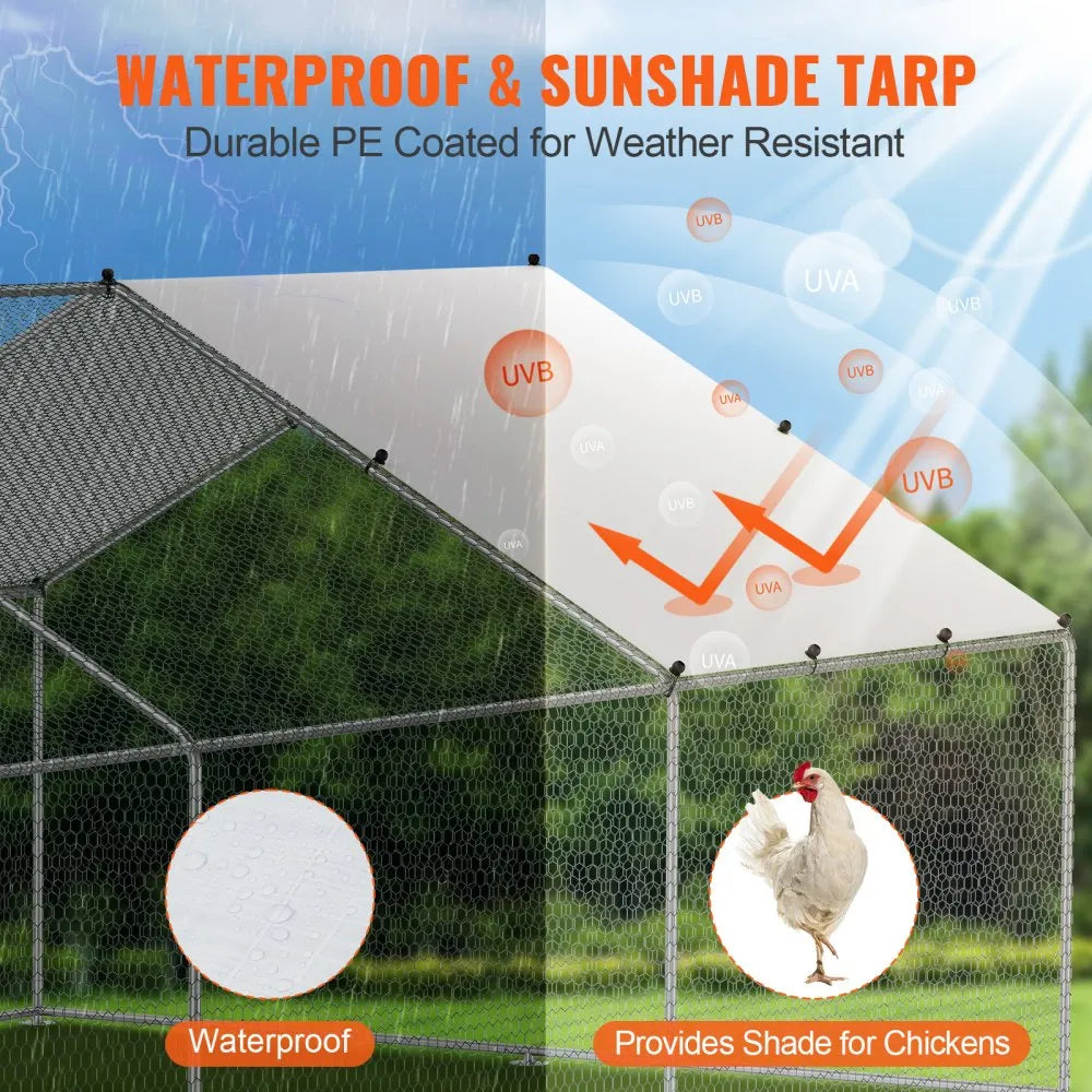 RA362 - 9.88x19.29ft Durable Metal Chicken Coop for Birds & Poultry