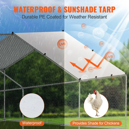 RA362 - 9.88x19.29ft Durable Metal Chicken Coop for Birds & Poultry