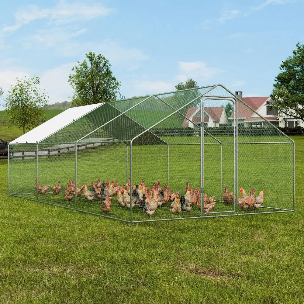 RA362 - 9.88x19.29ft Durable Metal Chicken Coop for Birds & Poultry