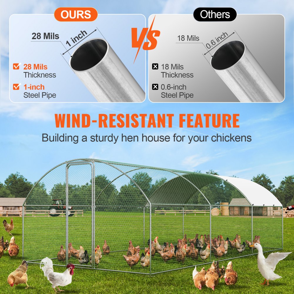 ACR362 - Spacious 9.8x19.3 ft Galvanized Steel Chicken Coop with Run