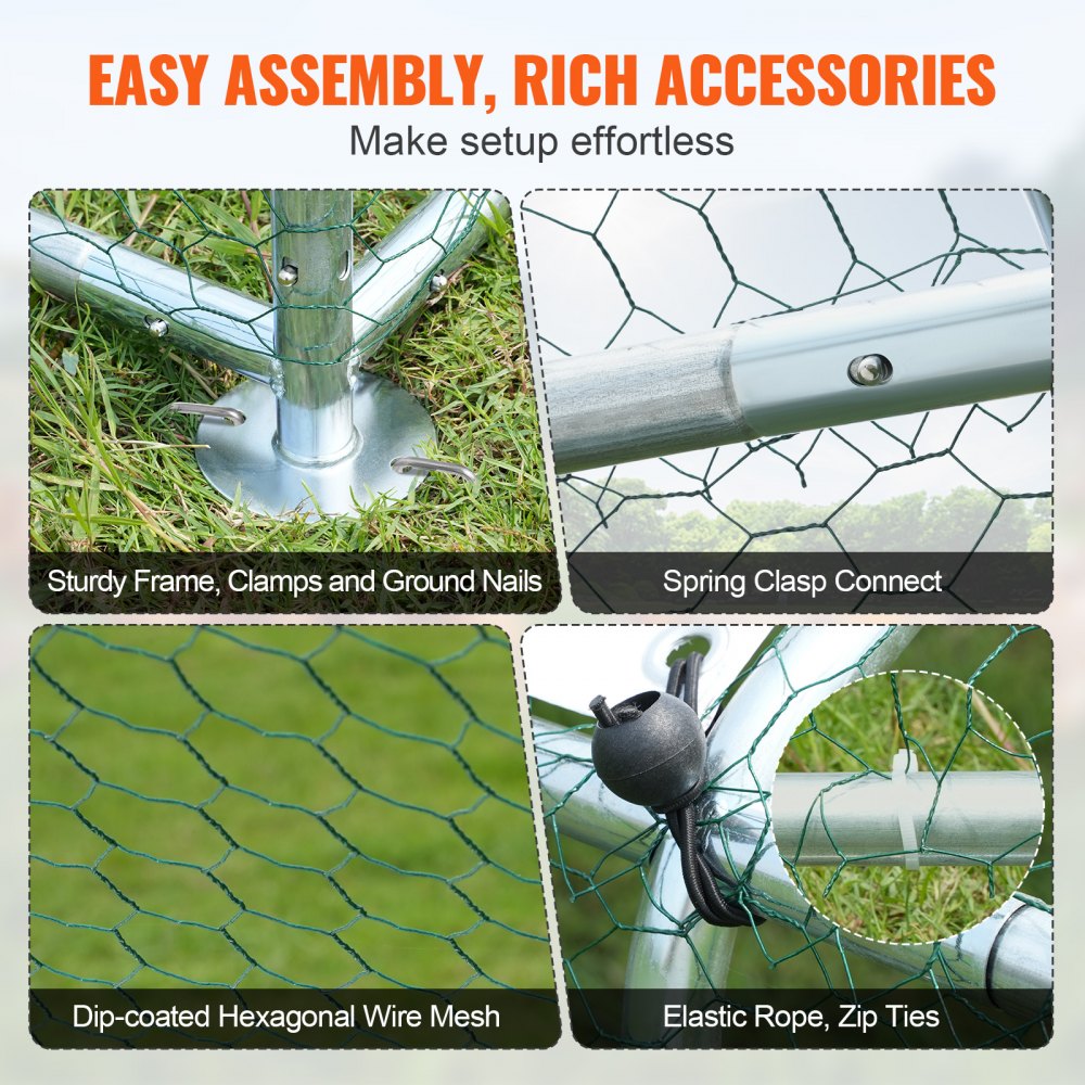 ACR362 - Spacious 9.8x19.3 ft Galvanized Steel Chicken Coop with Run
