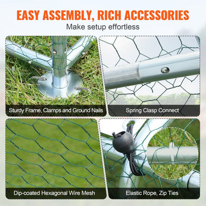 ACR362 - Spacious 9.8x19.3 ft Galvanized Steel Chicken Coop with Run