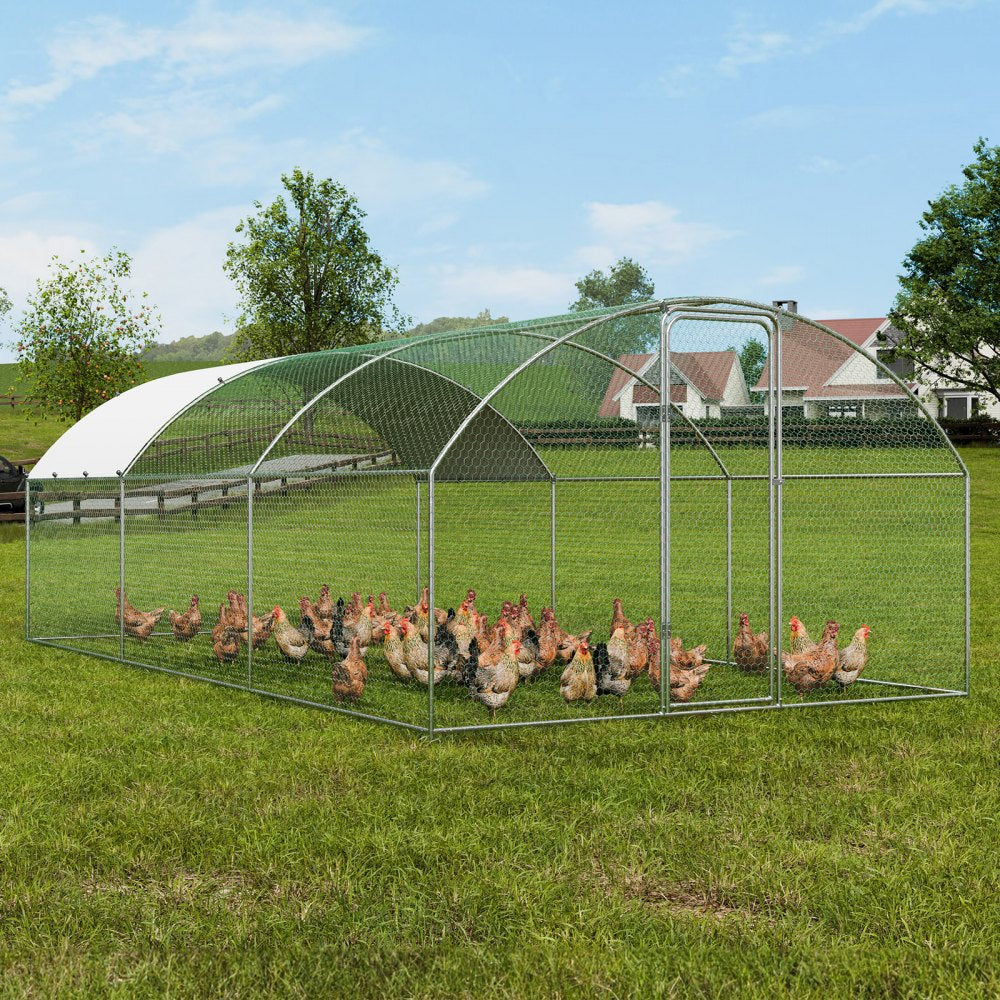 ACR362 - Spacious 9.8x19.3 ft Galvanized Steel Chicken Coop with Run