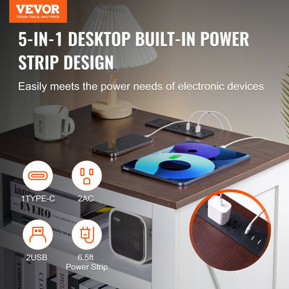 JMY-002 - Multi-Functional Farmhouse End Table with Charging Station