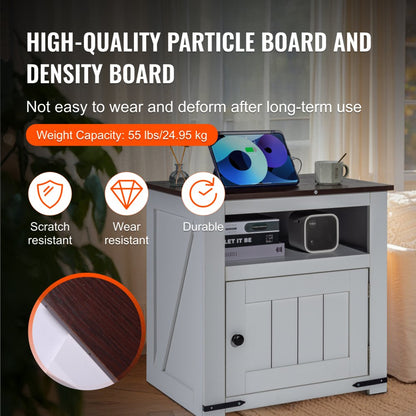 JMY-002 - Multi-Functional Farmhouse End Table with Charging Station