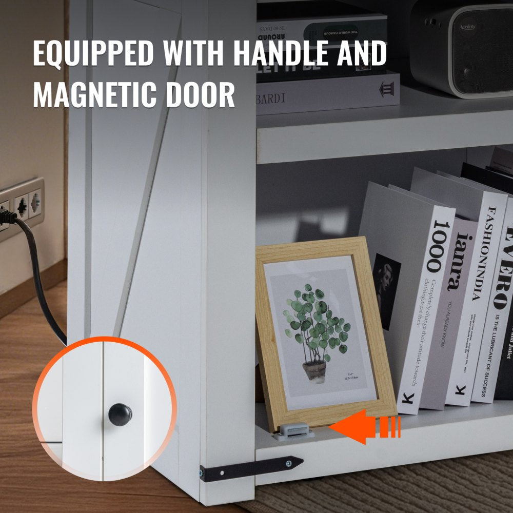 JMY-002 - Multi-Functional Farmhouse End Table with Charging Station