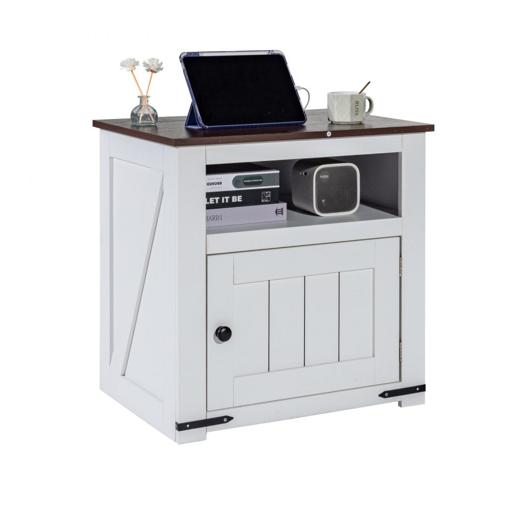 JMY-002 - Multi-Functional Farmhouse End Table with Charging Station