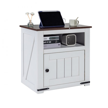 JMY-002 - Multi-Functional Farmhouse End Table with Charging Station