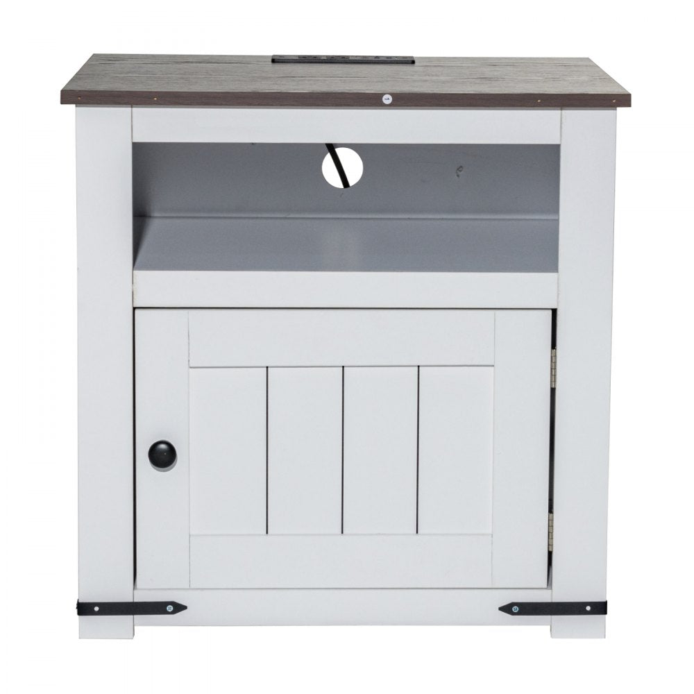 JMY-002 - Multi-Functional Farmhouse End Table with Charging Station