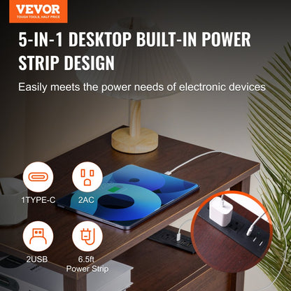 JMY-001 - Farmhouse End Table with Charging Ports and Multi-Layer Storage
