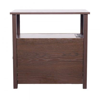 JMY-001 - Farmhouse End Table with Charging Ports and Multi-Layer Storage