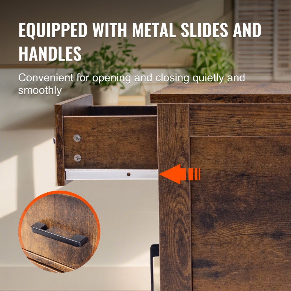 SS-2401-N - Farmhouse Nightstand with Charging Station and Multi-layer Storage