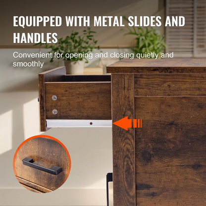 SS-2401-N - Farmhouse Nightstand with Charging Station and Multi-layer Storage