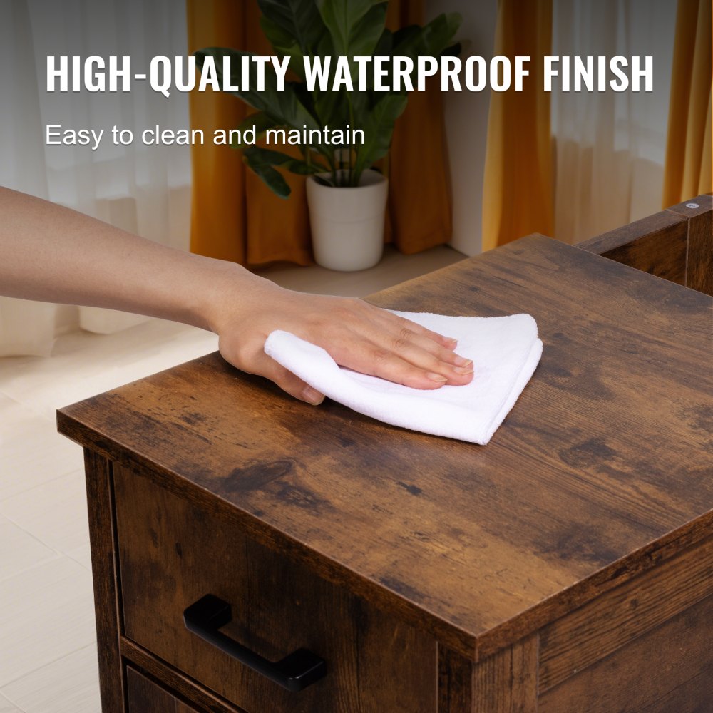 SS-2401-N - Farmhouse Nightstand with Charging Station and Multi-layer Storage