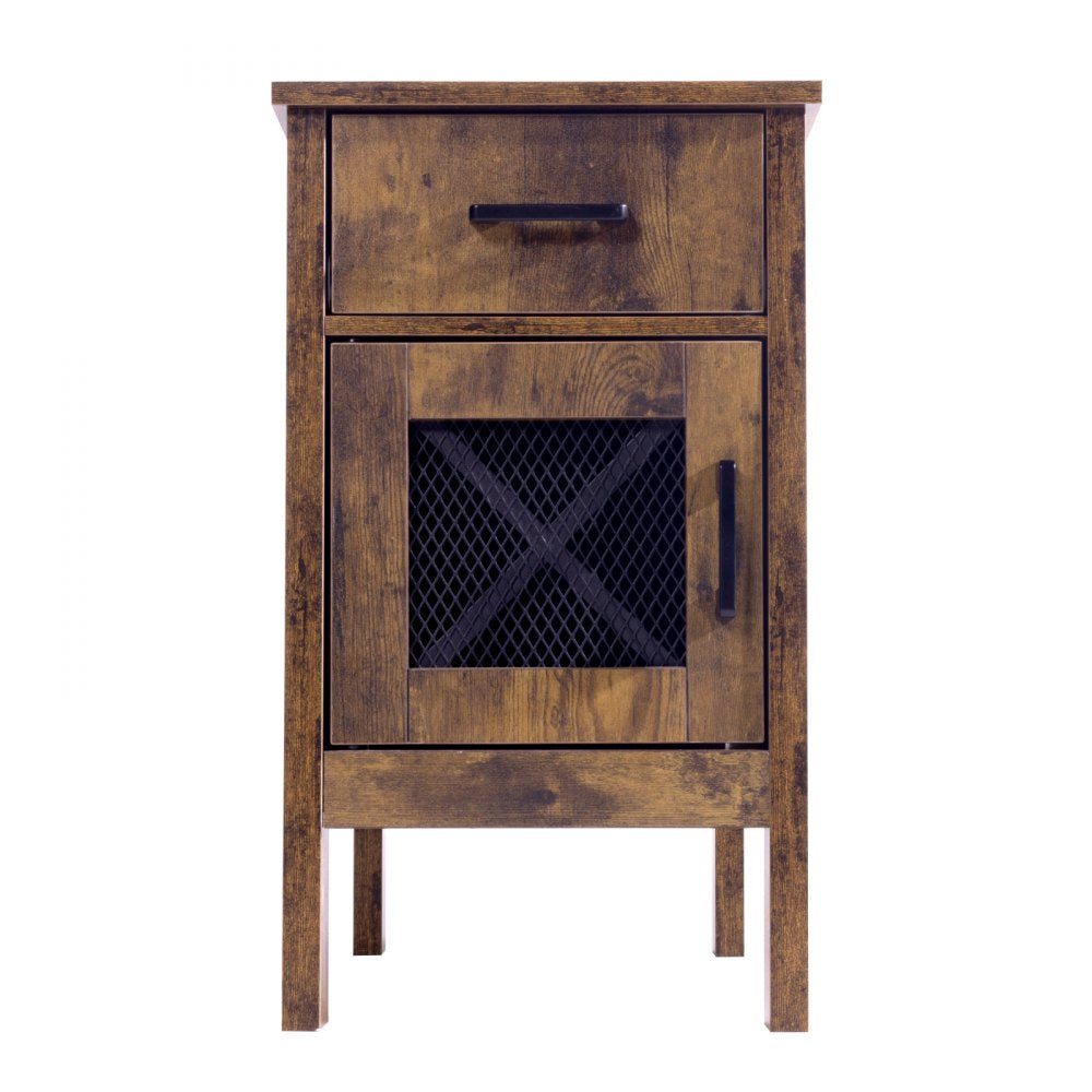 SS-2401-N - Farmhouse Nightstand with Charging Station and Multi-layer Storage