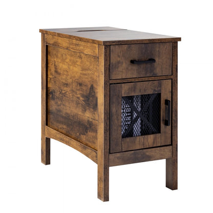 SS-2401-N - Farmhouse Nightstand with Charging Station and Multi-layer Storage