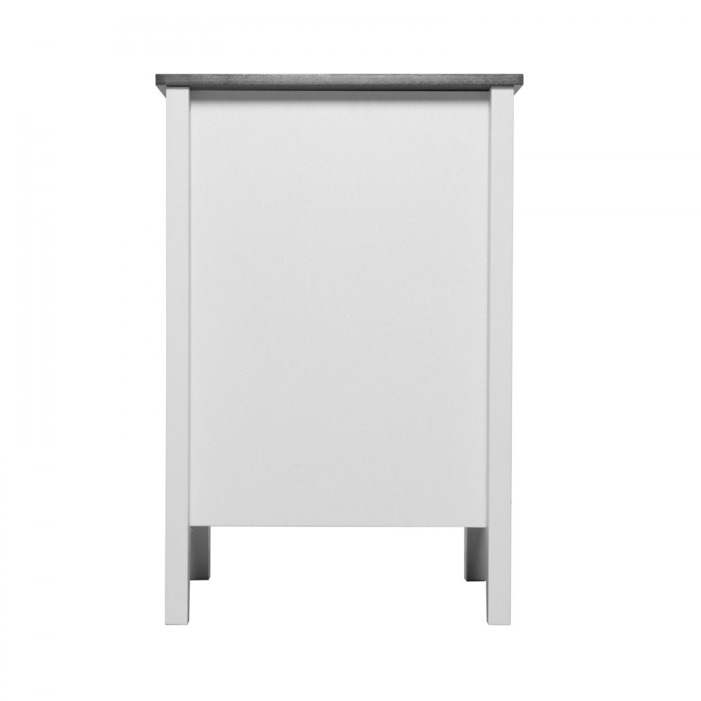 SS-2402-BW - Farmhouse End Table Set with Charging Ports and Easy Assembly