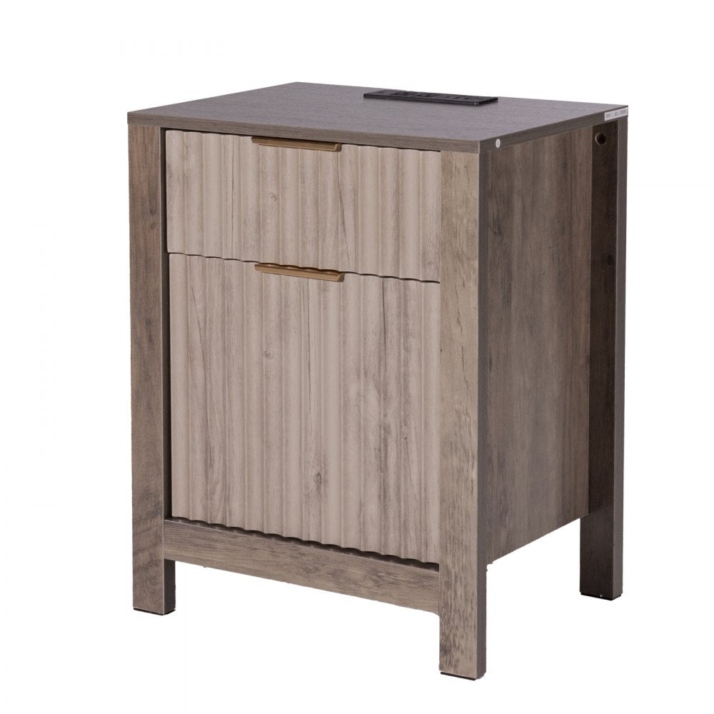 KLST-01 - Versatile Farmhouse End Table with Charging Ports, 25 x 19.69 in