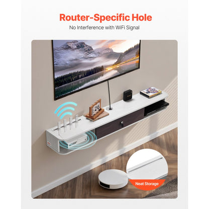 SHSHDSG1116-2 - Stylish Floating TV Stand with Cable Management & Router Slot