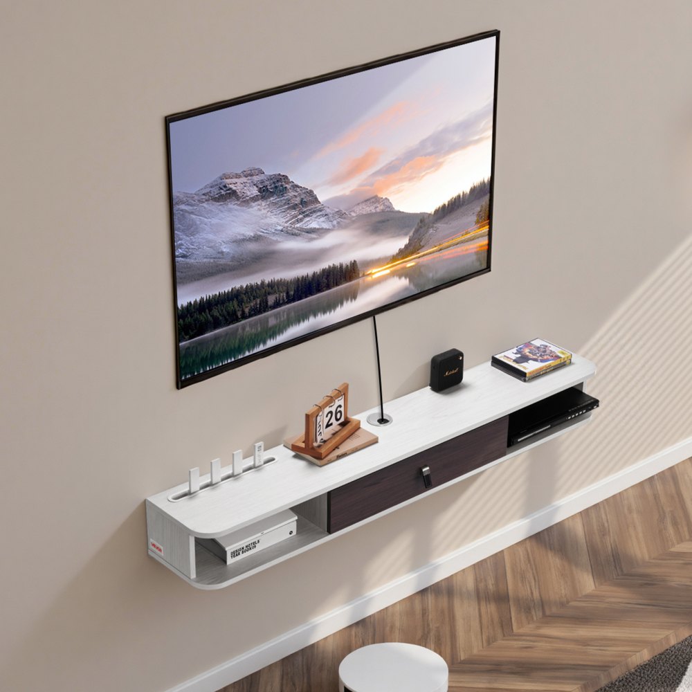 SHSHDSG1116-2 - Stylish Floating TV Stand with Cable Management & Router Slot