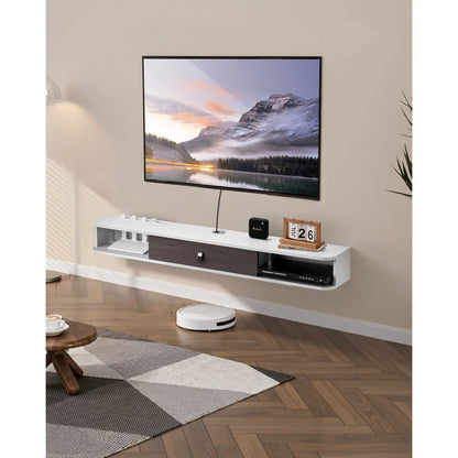 SHSHDSG1116-2 - Stylish Floating TV Stand with Cable Management & Router Slot