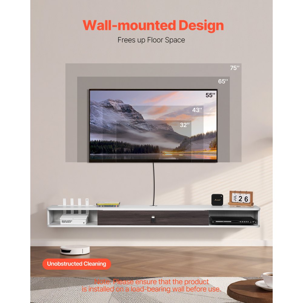 SHSHDSG1116-3 - Stylish Floating TV Stand with Cable Management & Storage
