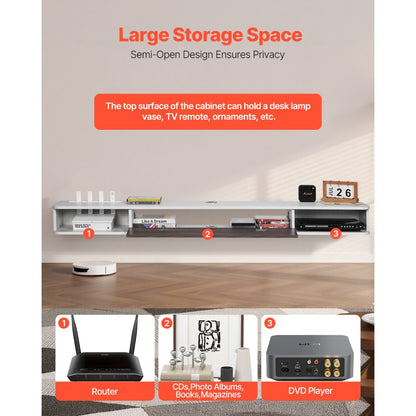 SHSHDSG1116-3 - Stylish Floating TV Stand with Cable Management & Storage