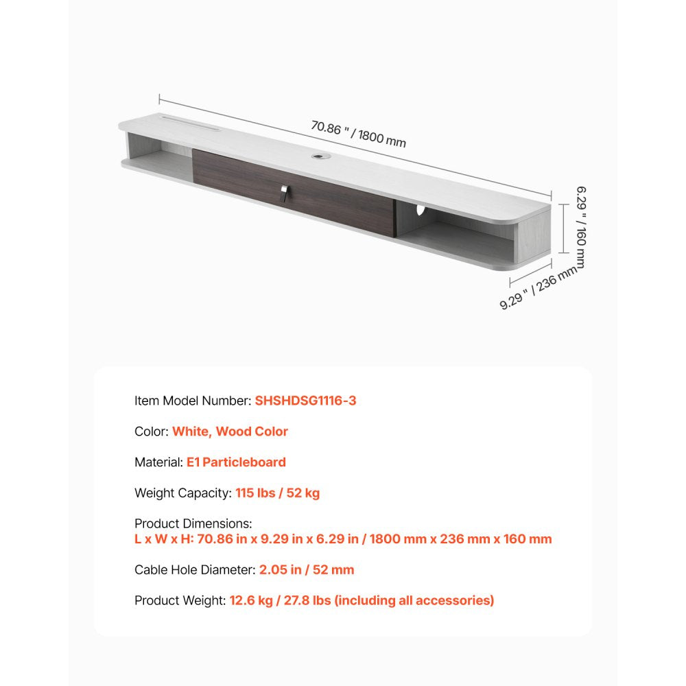 SHSHDSG1116-3 - Stylish Floating TV Stand with Cable Management & Storage