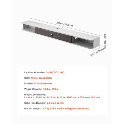 SHSHDSG1116-3 - Stylish Floating TV Stand with Cable Management & Storage