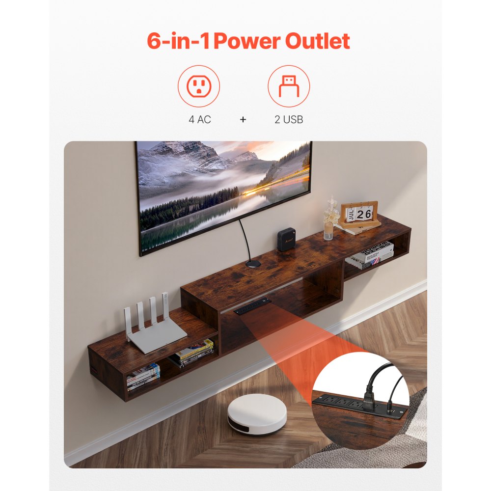 SHSHDSG1119-1US - Modern Floating TV Stand with Power & Cable Management