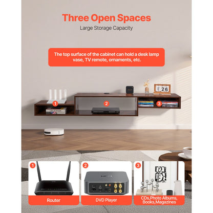 SHSHDSG1119-1US - Modern Floating TV Stand with Power & Cable Management