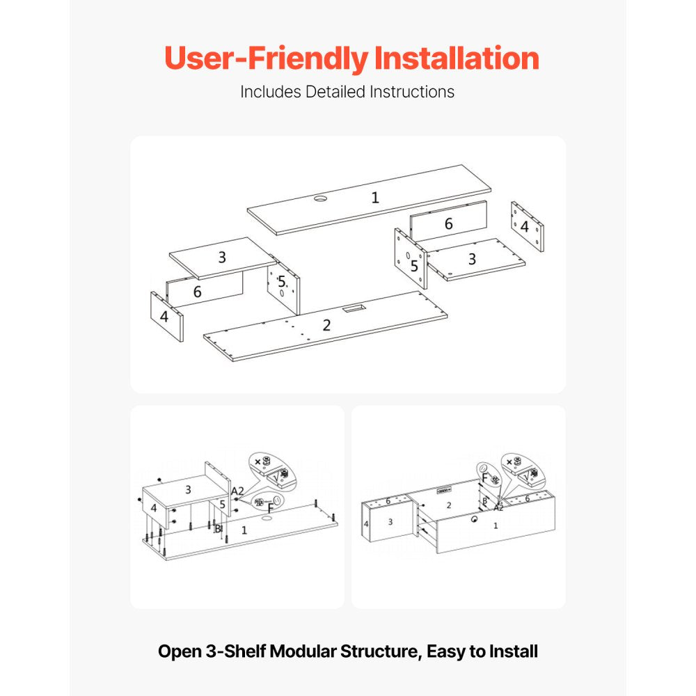 SHSHDSG1119-1US - Modern Floating TV Stand with Power & Cable Management