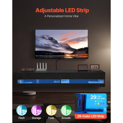 KLTV-04 - 71" Floating TV Stand with LED Lights & Power Outlets