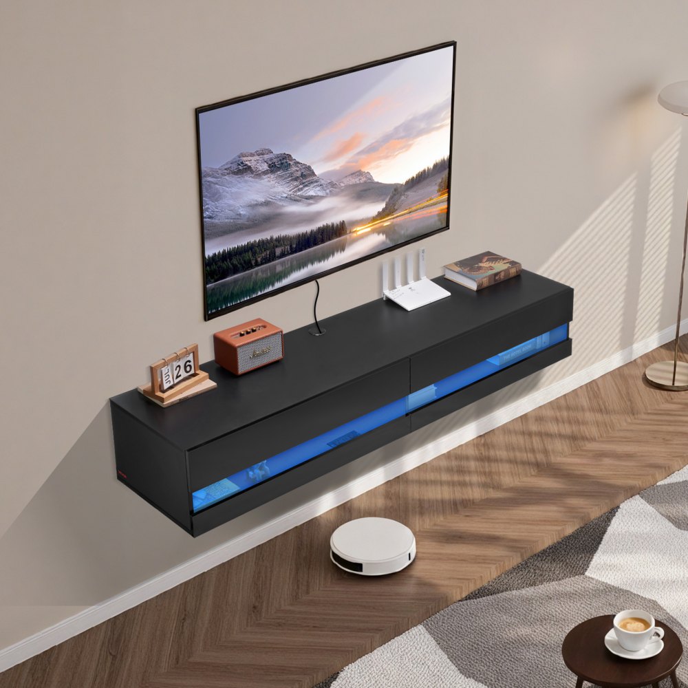 KLTV-04 - 71" Floating TV Stand with LED Lights & Power Outlets
