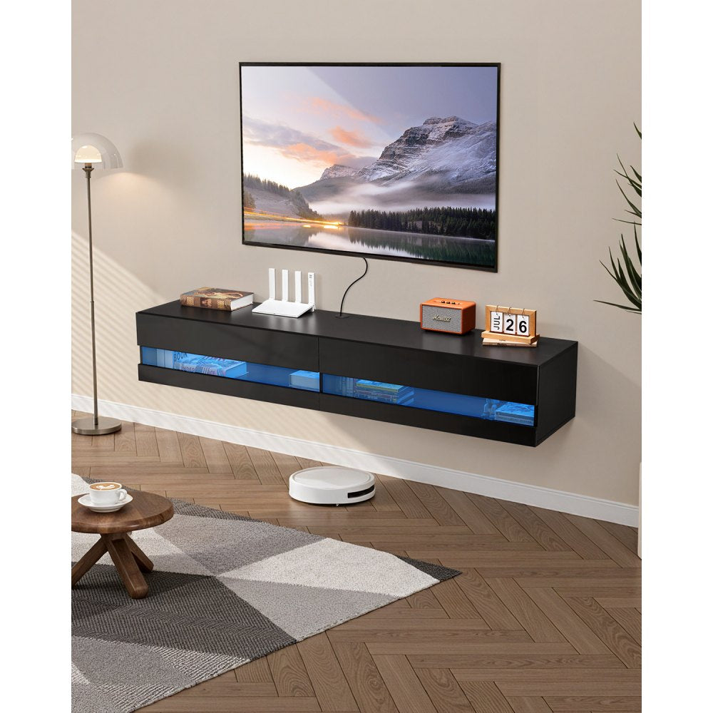 KLTV-04 - 71" Floating TV Stand with LED Lights & Power Outlets