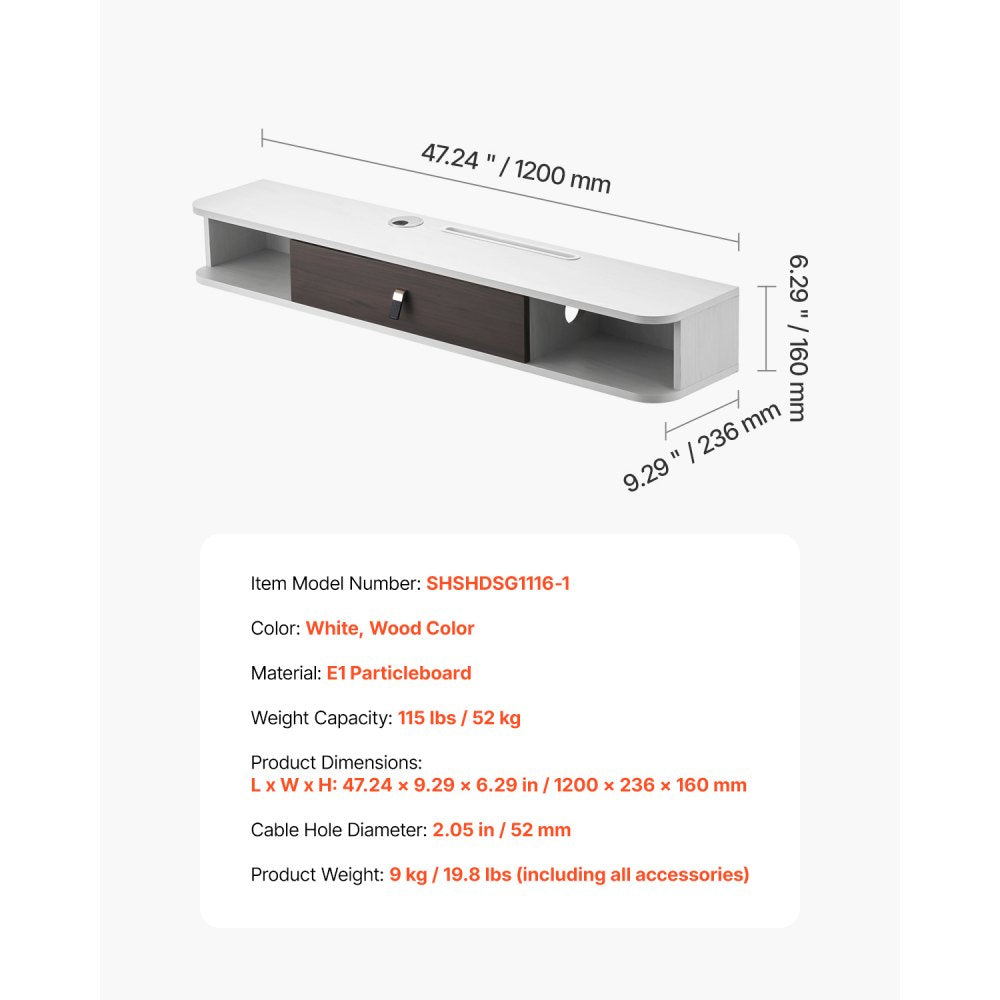 SHSHDSG1116-1 - Stylish Floating TV Stand with Cable Management & Storage