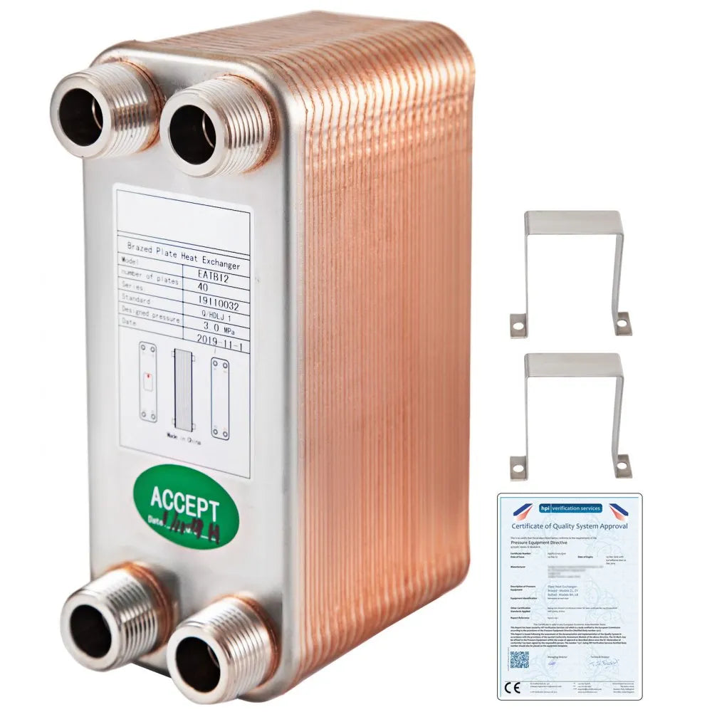 EATB12 - Compact 40-Plate 316L Stainless Steel Heat Exchanger for Efficient Heating