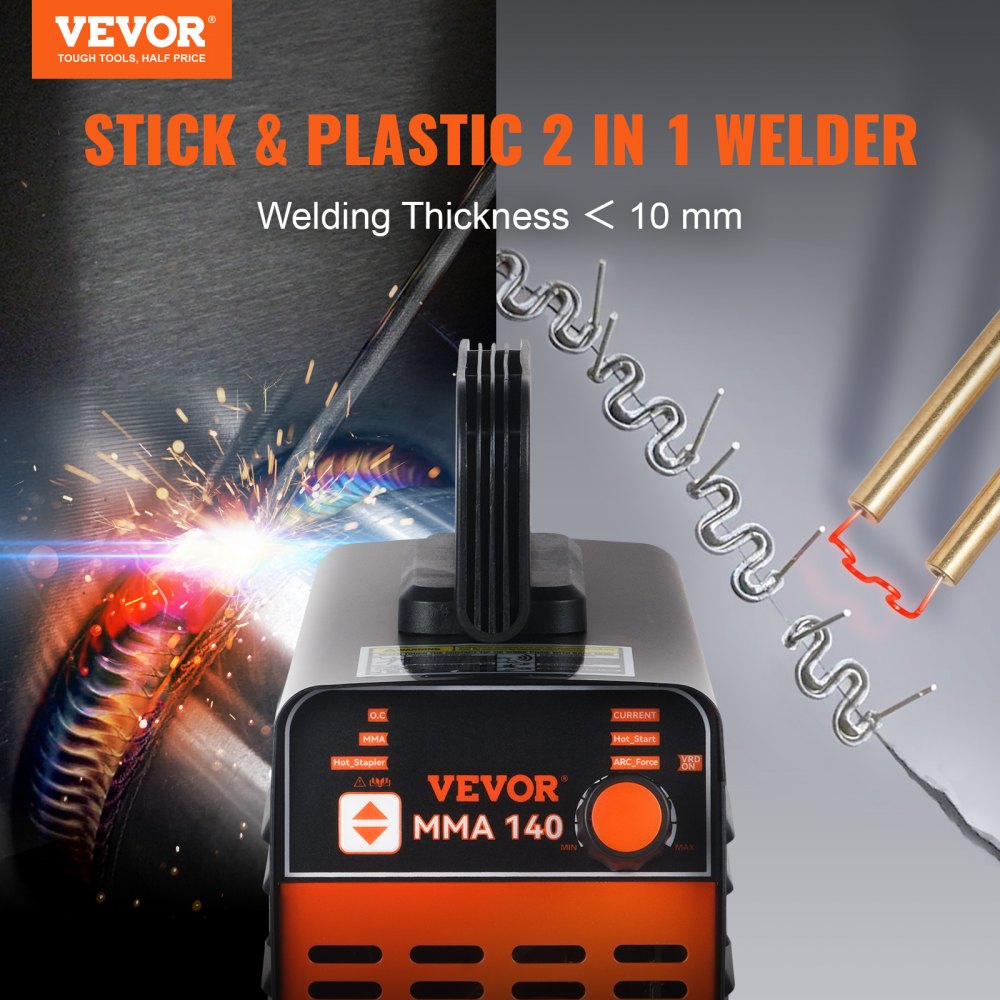 010409665350 - 140AMP Portable VEVOR Stick Welder for Metal & Plastic