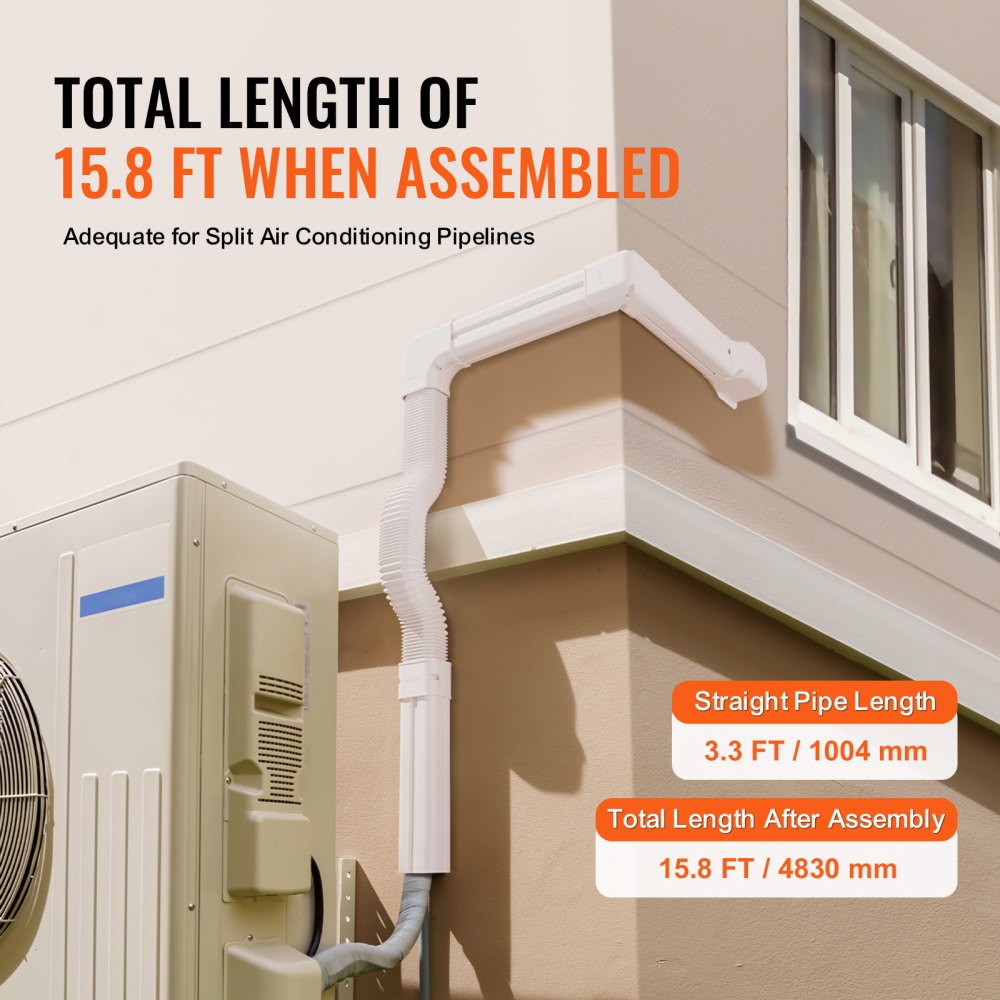 1100061669 - Durable 15.8Ft PVC Mini Split Line Set Cover, Easy Install