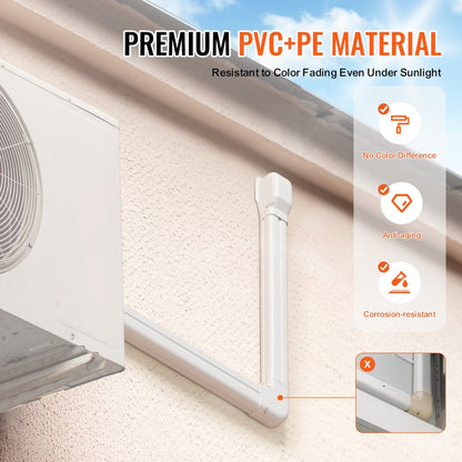 1100061669 - Durable 15.8Ft PVC Mini Split Line Set Cover, Easy Install