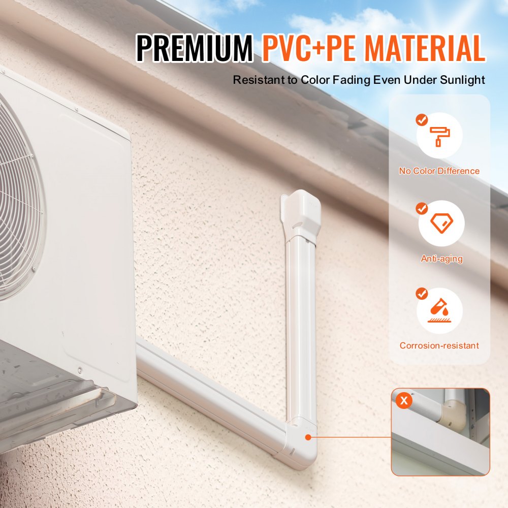 1100061670 - 3" x 17.7Ft PVC Mini Split Line Set Cover Kit