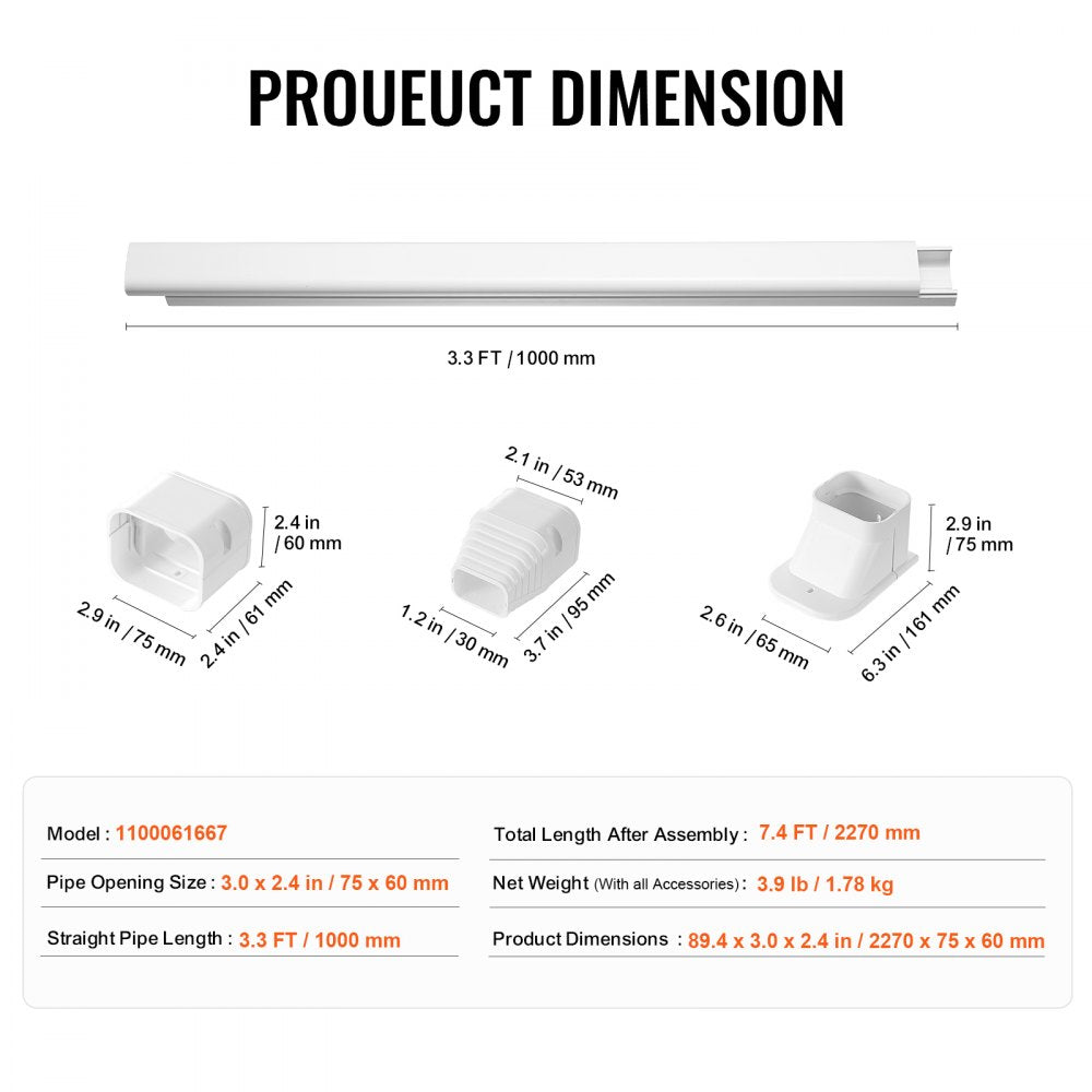 1100061667 - VEVOR Durable PVC Mini Split Cover, 7.4FT for Air Systems