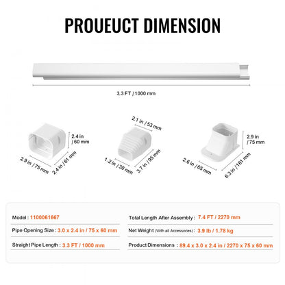 1100061667 - VEVOR Durable PVC Mini Split Cover, 7.4FT for Air Systems