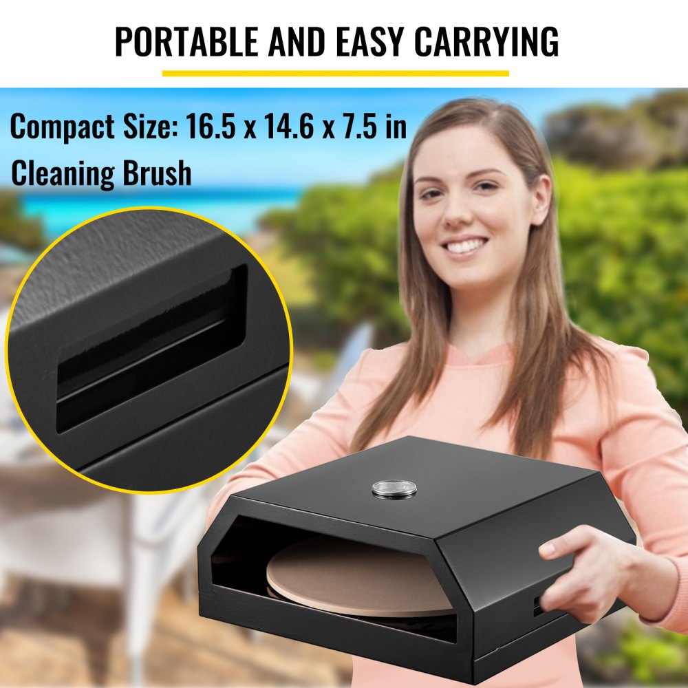 BLACK-1 - Portable Stainless Steel Pizza Oven for Outdoor Cooking
