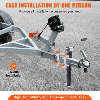 TJB-2002S-WK-Z - 2500 lb VEVOR Trailer Tongue Jack, Bolt-On & Rust-Proof