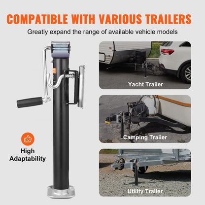 TJB-2002S-WK-Z - 2500 lb VEVOR Trailer Tongue Jack, Bolt-On & Rust-Proof