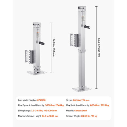 721100 - Heavy-Duty 28.5" Trailer Jack with 8000 lbs Capacity